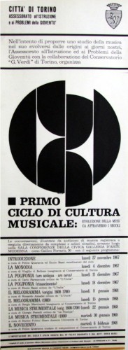 1967 città di Torino cultura musicale locandina 35x100