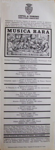 1969 città di Torino musica rara locandina 35x100