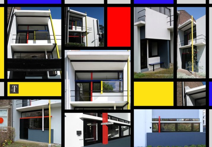Casa Schröder esterno: piani sovrapposti e uso dei colori.