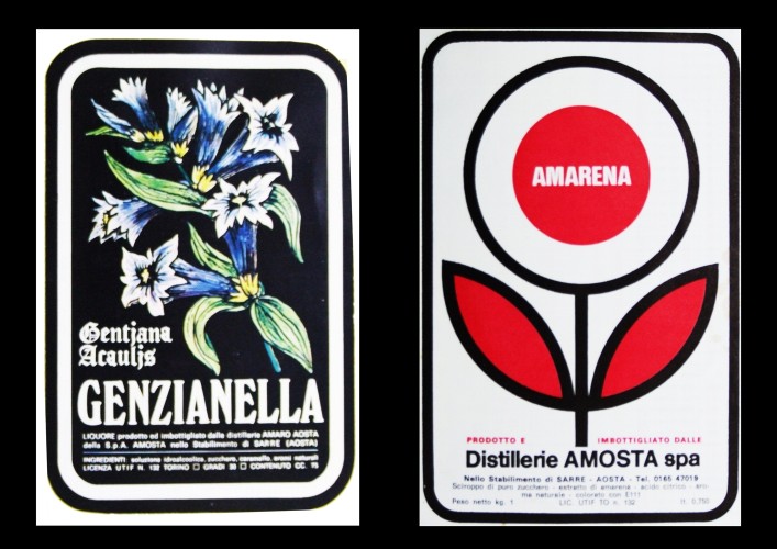 distilleria amaro aosta_genzianella, amarena etichette